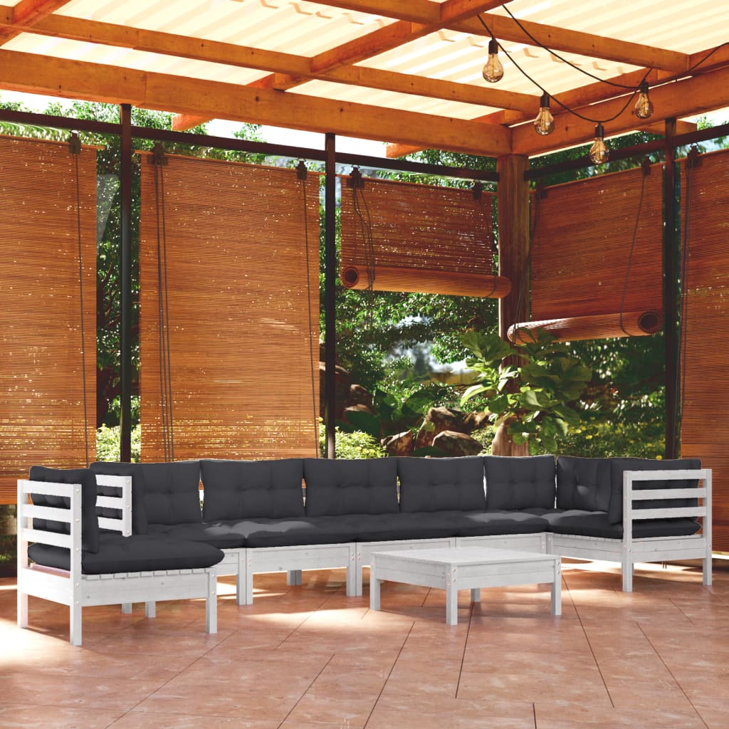 9-Tlg. Garten-Lounge-Set Mit Kissen Kiefer Massivholz