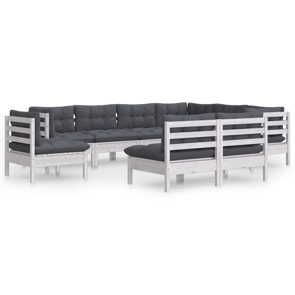 9-Tlg. Garten-Lounge-Set Mit Kissen Kiefer Massivholz