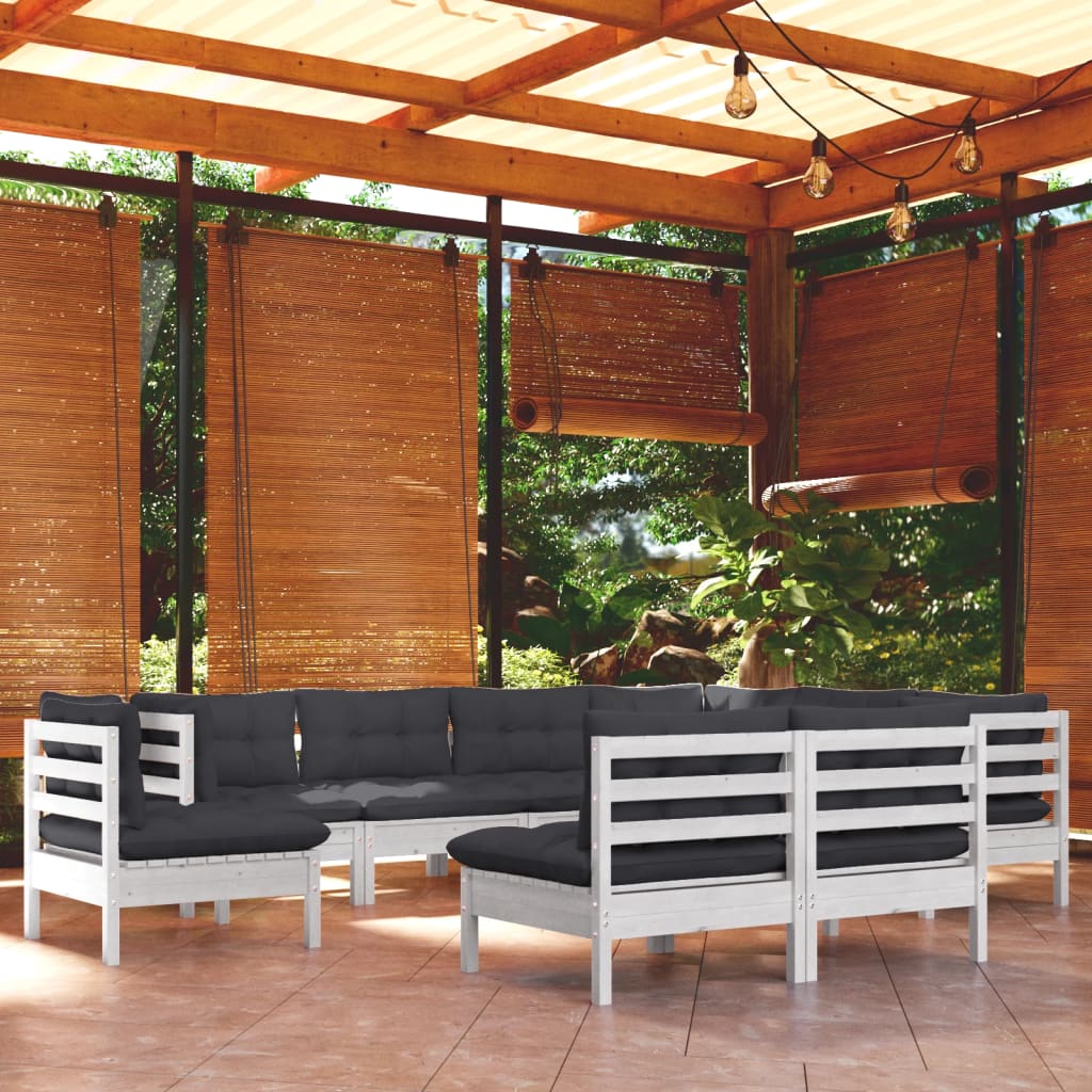 9-Tlg. Garten-Lounge-Set Mit Kissen Kiefer Massivholz