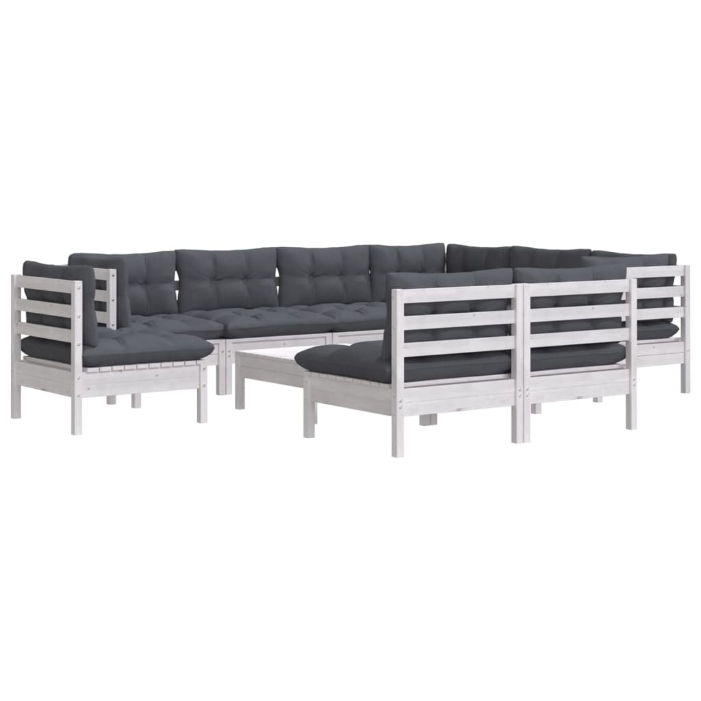 10-Tlg. Garten-Lounge-Set Mit Kissen Kiefer Massivholz