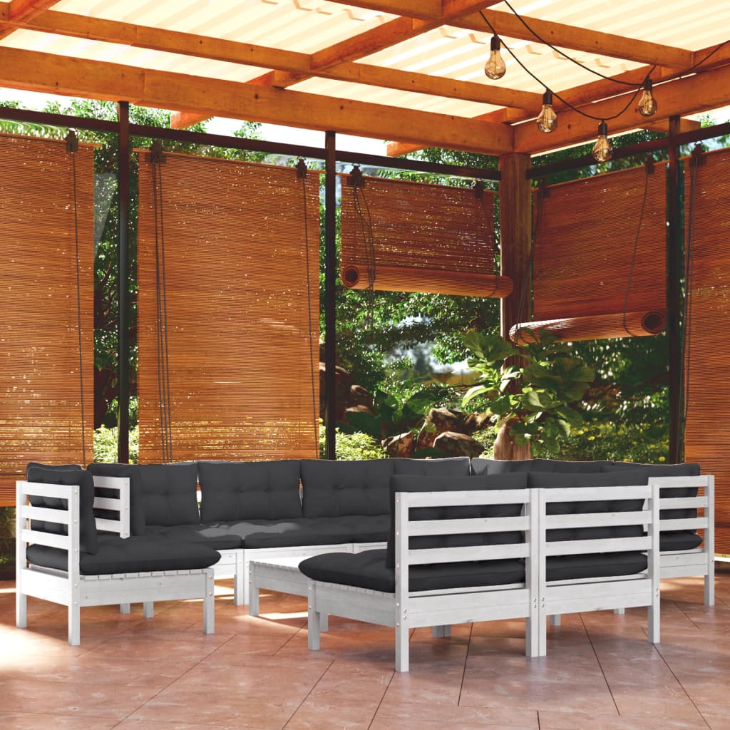 10-Tlg. Garten-Lounge-Set Mit Kissen Kiefer Massivholz
