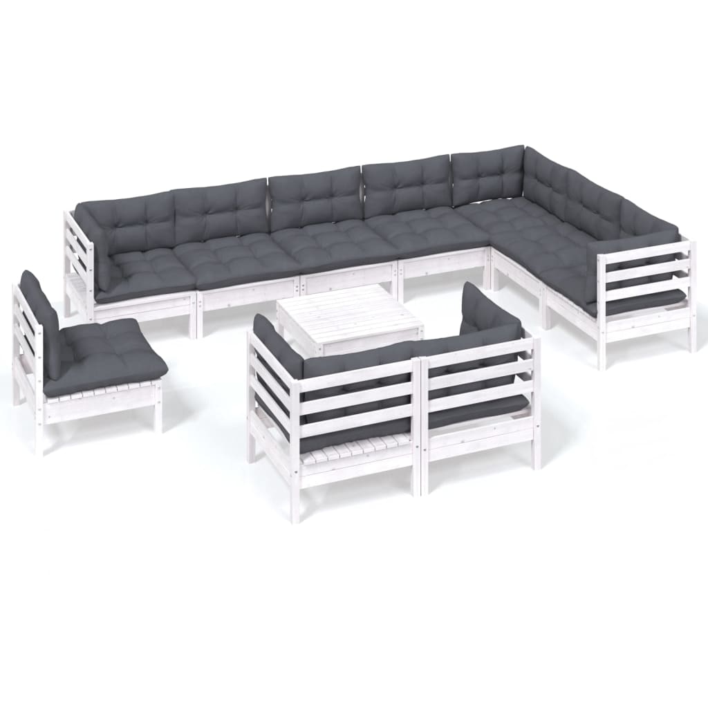 11-Tlg. Garten-Lounge-Set Mit Kissen Kiefer Massivholz