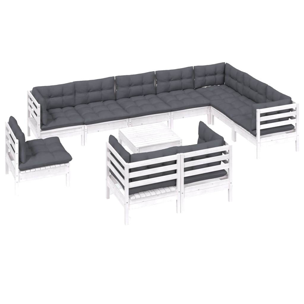 11-Tlg. Garten-Lounge-Set Mit Kissen Kiefer Massivholz