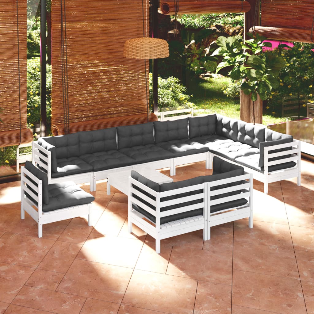 11-Tlg. Garten-Lounge-Set Mit Kissen Kiefer Massivholz