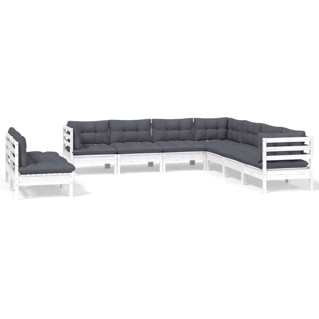 9-Tlg. Garten-Lounge-Set Mit Kissen Massivholz Kiefer