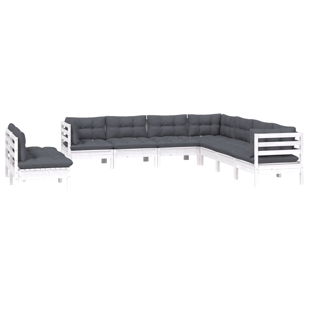 9-Tlg. Garten-Lounge-Set Mit Kissen Massivholz Kiefer