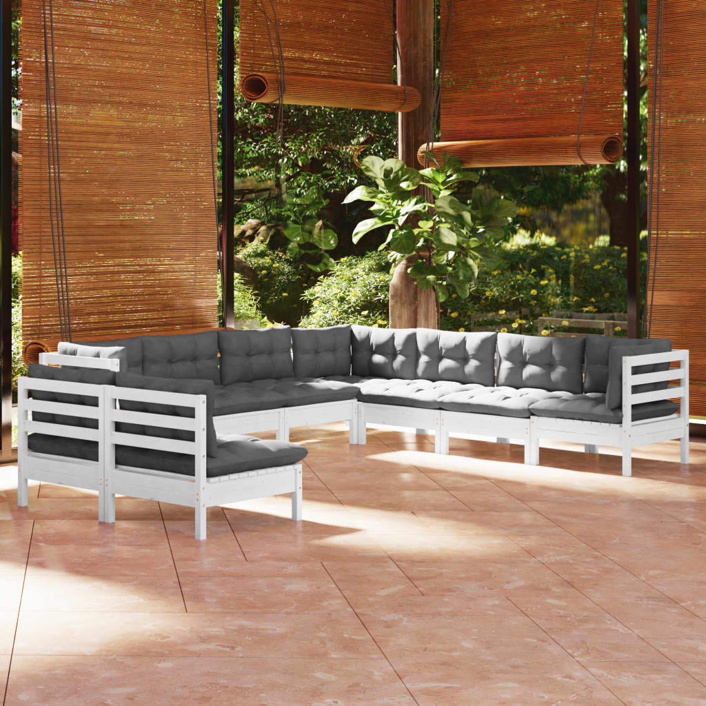 9-Tlg. Garten-Lounge-Set Mit Kissen Massivholz Kiefer
