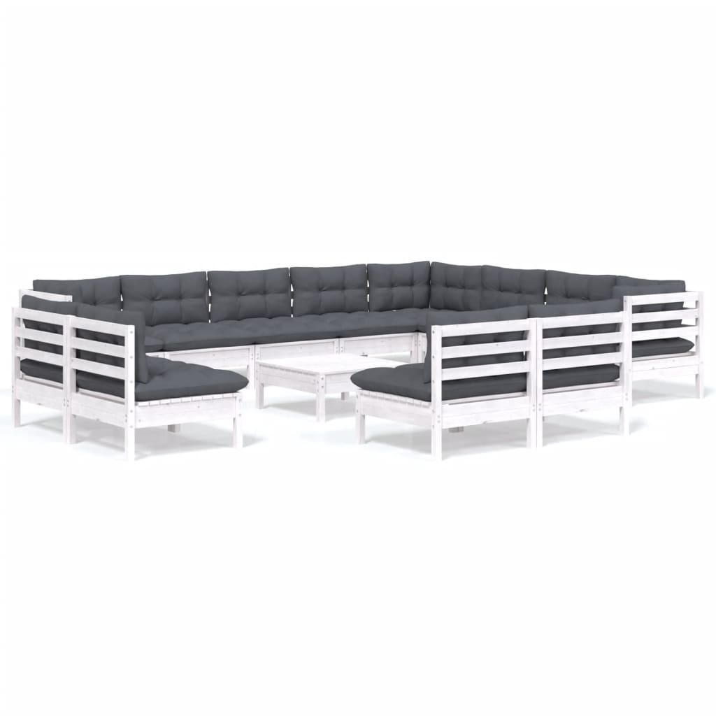 13-Tlg. Garten-Lounge-Set Mit Kissen Massivholz Kiefer