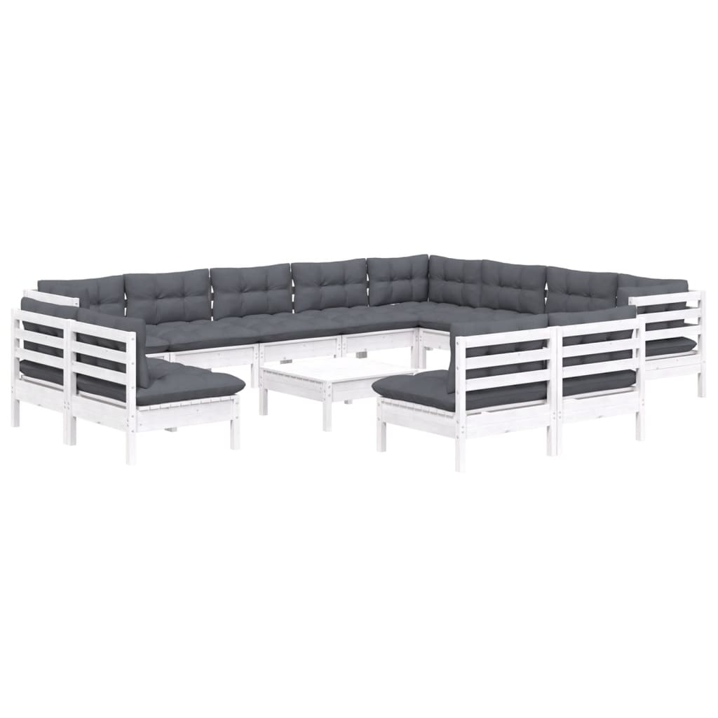 13-Tlg. Garten-Lounge-Set Mit Kissen Massivholz Kiefer