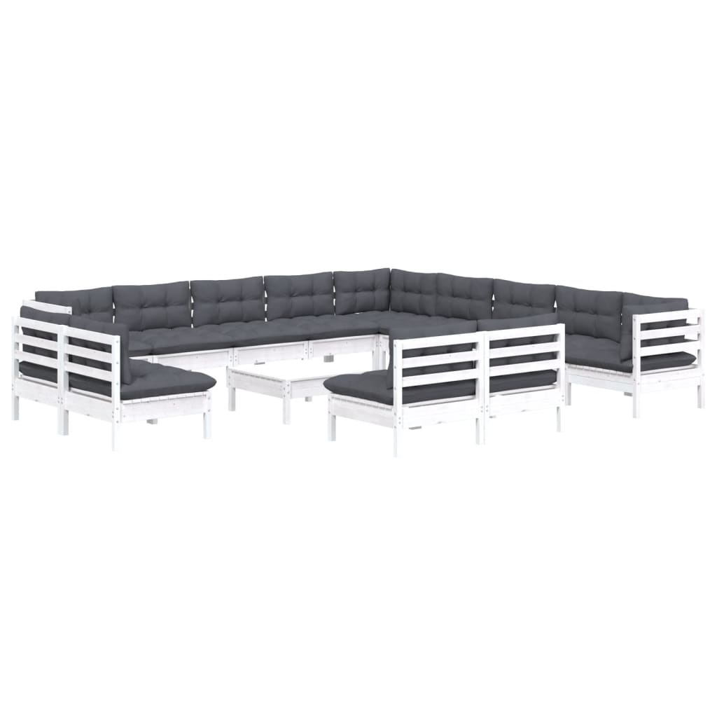 14-Tlg. Garten-Lounge-Set Mit Kissen Massivholz Kiefer