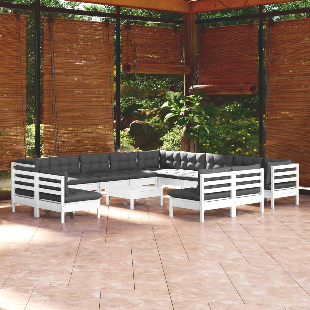 14-Tlg. Garten-Lounge-Set Mit Kissen Massivholz Kiefer