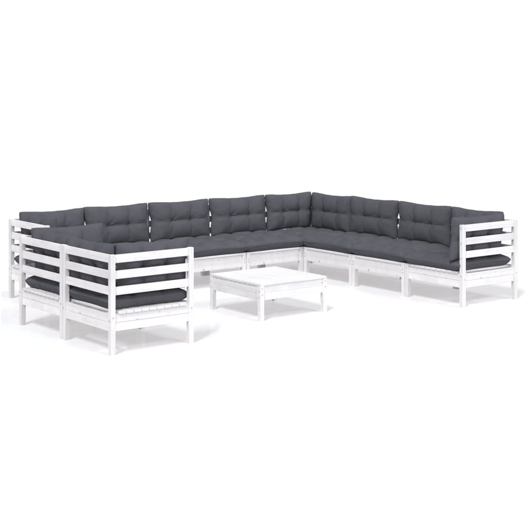 11-Tlg. Garten-Lounge-Set Mit Kissen Massivholz Kiefer