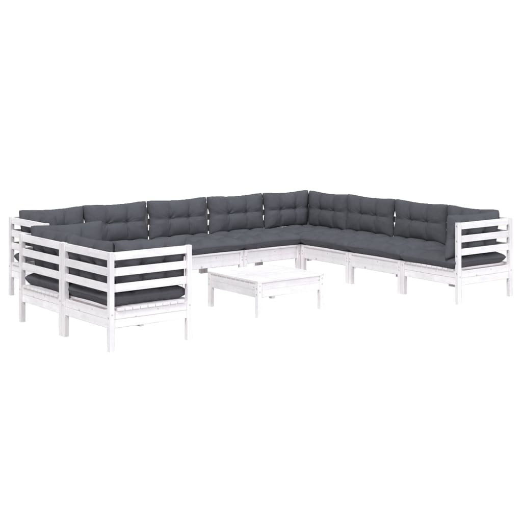 11-Tlg. Garten-Lounge-Set Mit Kissen Massivholz Kiefer