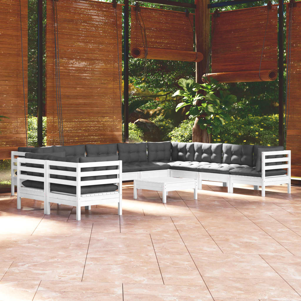 11-Tlg. Garten-Lounge-Set Mit Kissen Massivholz Kiefer