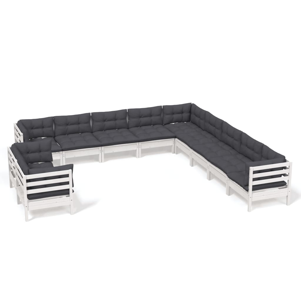 11-Tlg. Garten-Lounge-Set Mit Kissen Massivholz Kiefer
