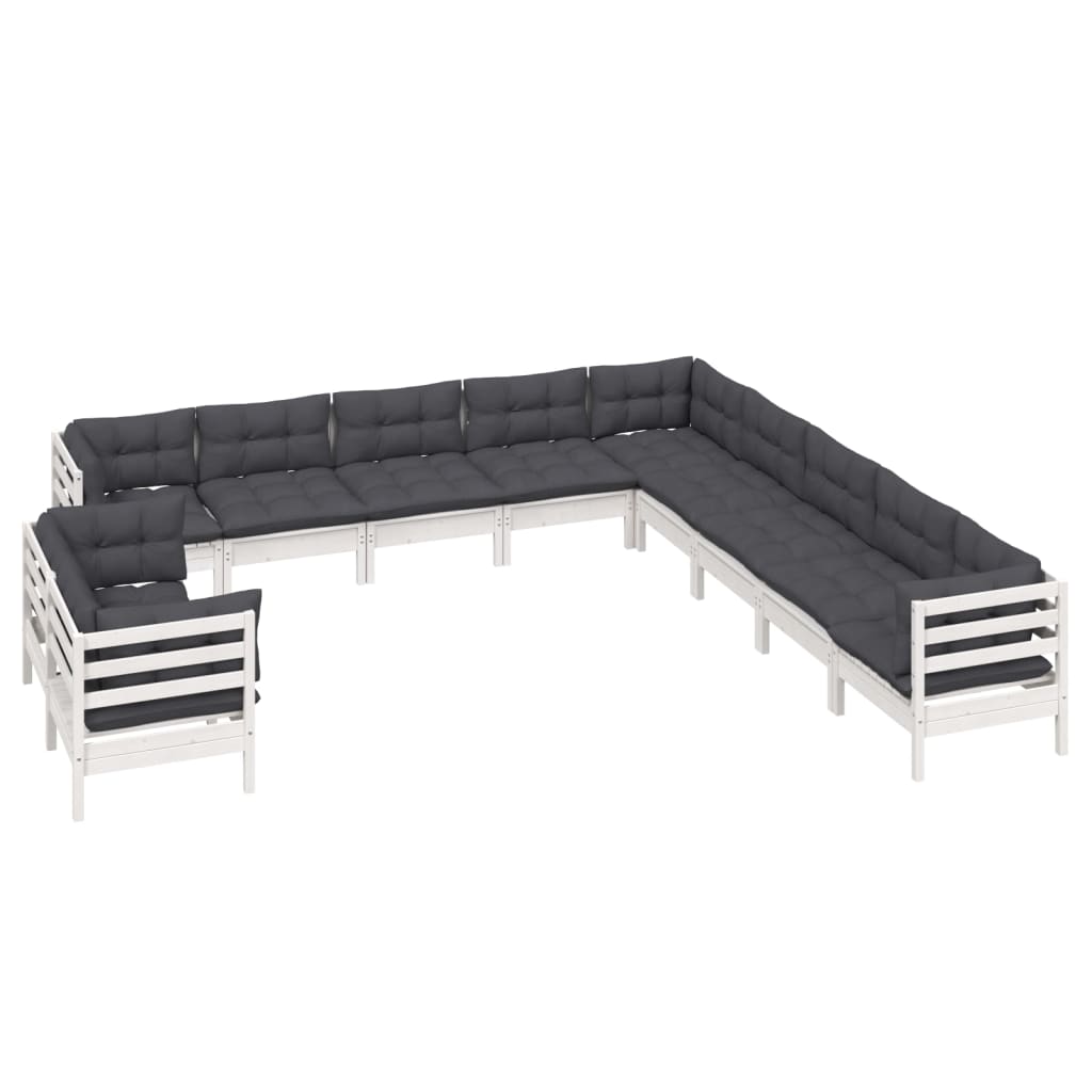 11-Tlg. Garten-Lounge-Set Mit Kissen Massivholz Kiefer