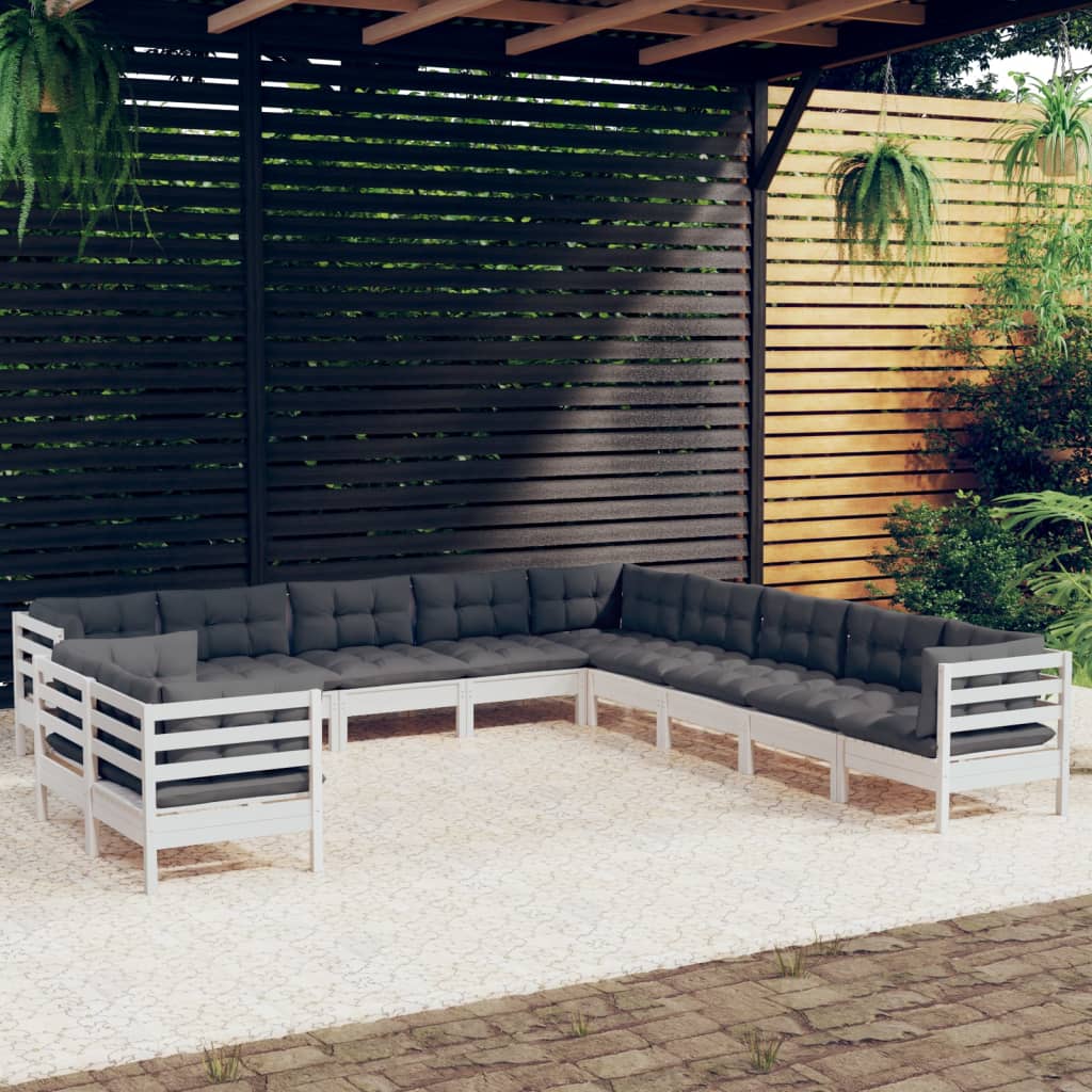 11-Tlg. Garten-Lounge-Set Mit Kissen Massivholz Kiefer