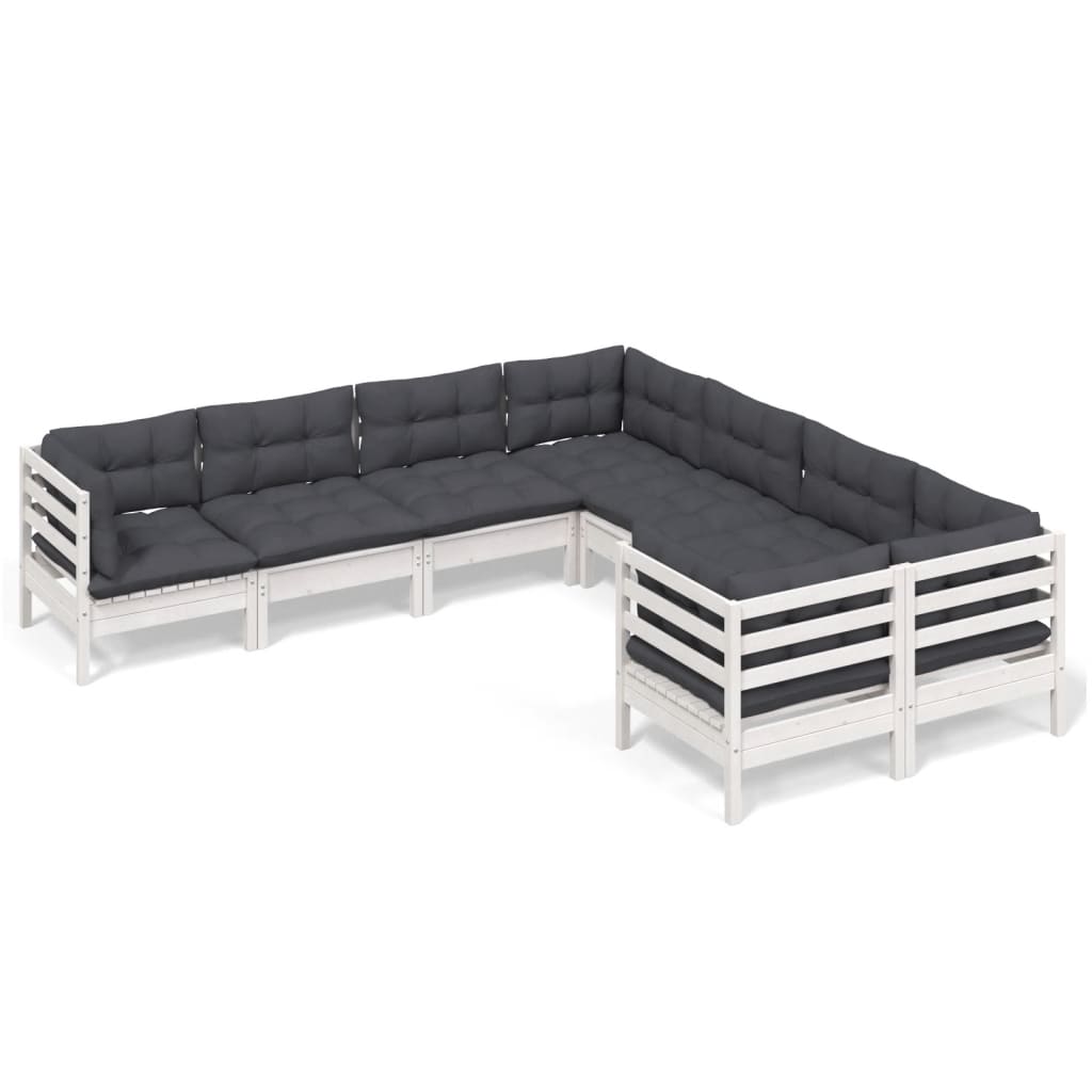 8-Tlg. Garten-Lounge-Set Mit Kissen Massivholz Kiefer