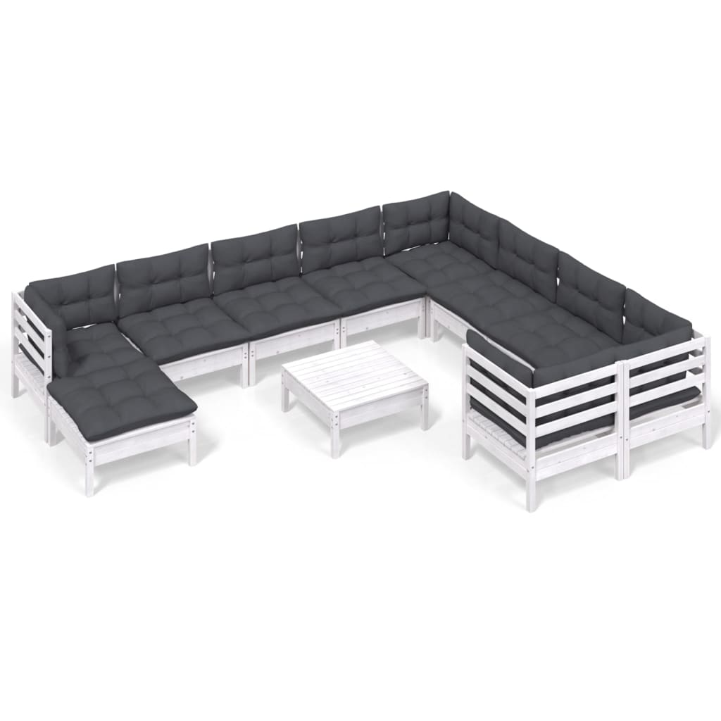 11-Tlg. Garten-Lounge-Set Mit Kissen Kiefernholz