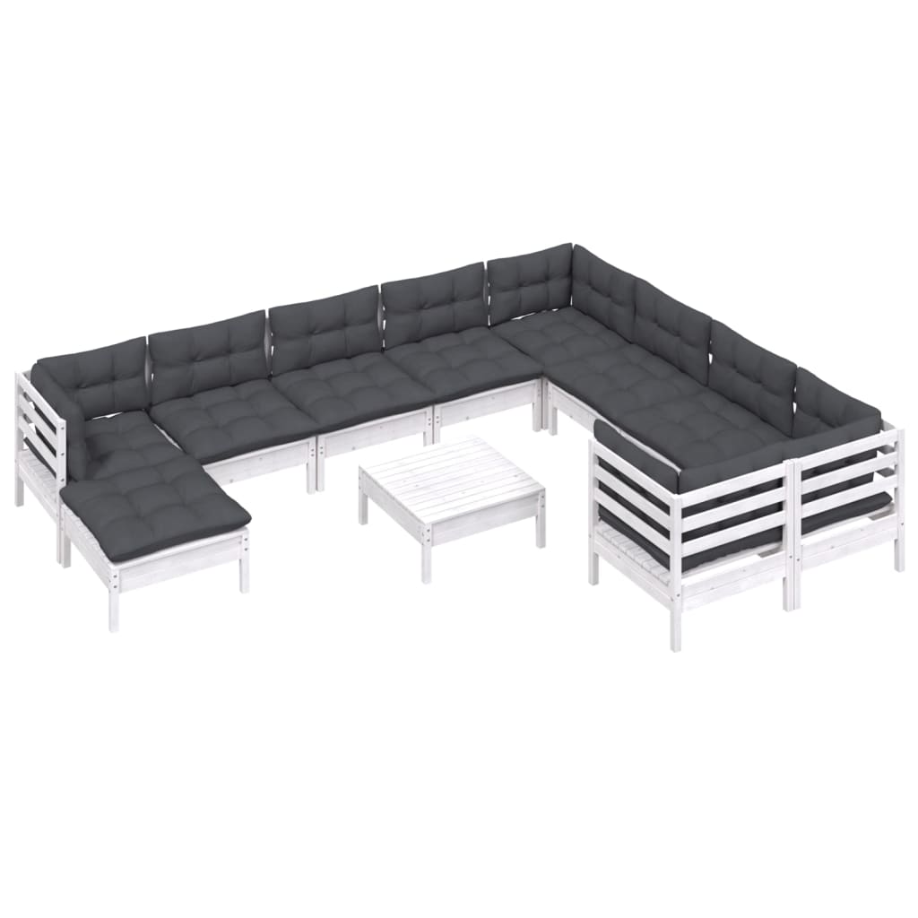 11-Tlg. Garten-Lounge-Set Mit Kissen Kiefernholz