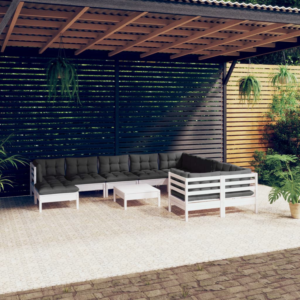 11-Tlg. Garten-Lounge-Set Mit Kissen Kiefernholz