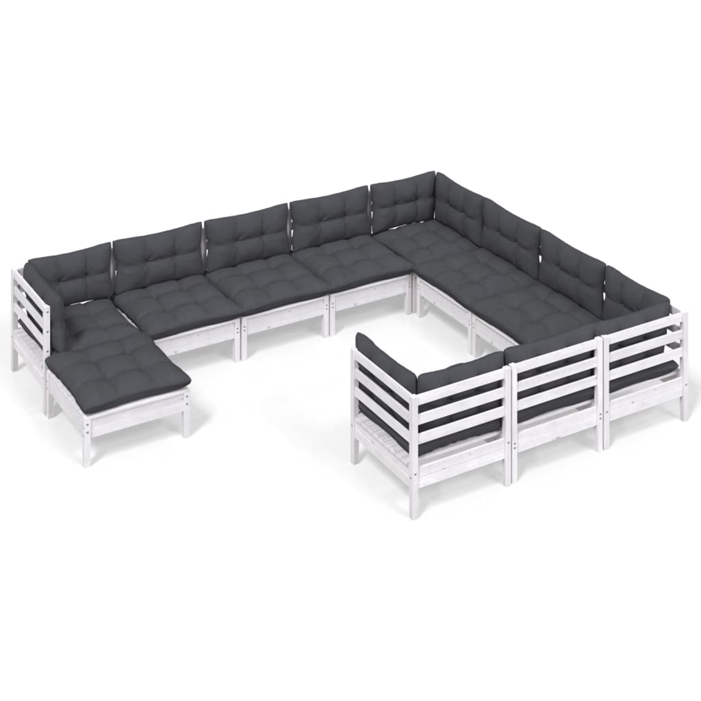 11-Tlg. Garten-Lounge-Set Mit Kissen Kiefernholz