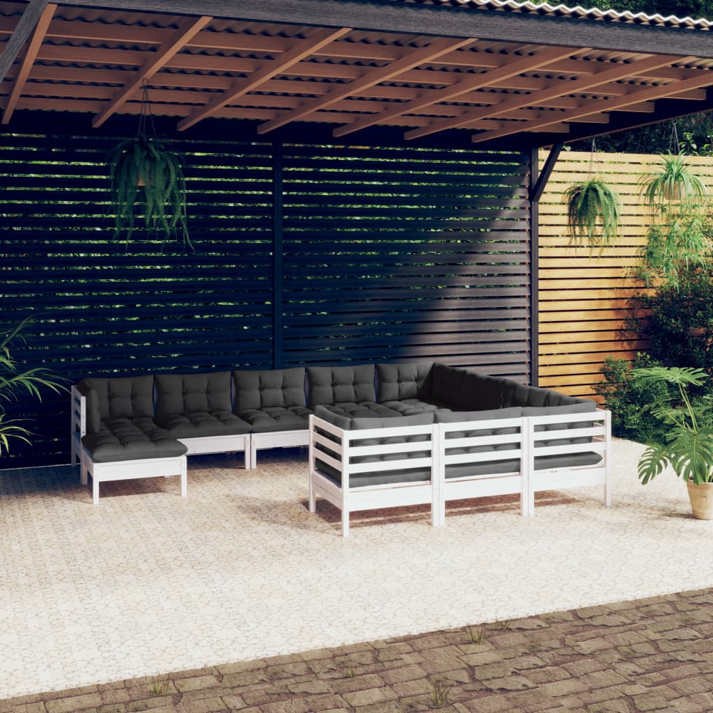 11-Tlg. Garten-Lounge-Set Mit Kissen Kiefernholz