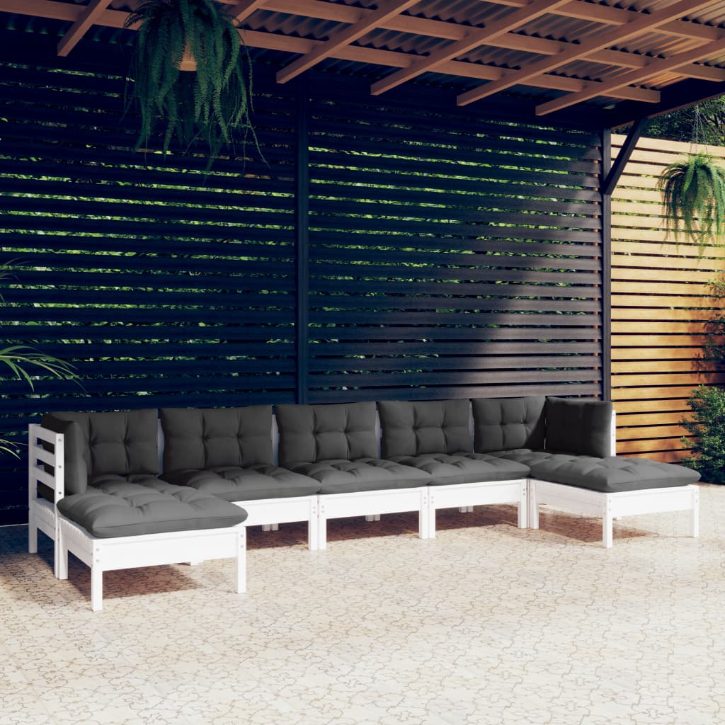7-Tlg. Garten-Lounge-Set Mit Kissen Kiefernholz