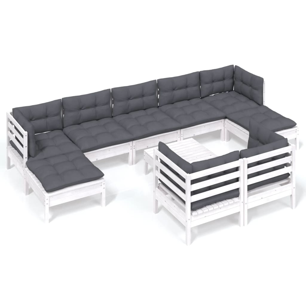 10-Tlg. Garten-Lounge-Set Mit Kissen Kiefer Massivholz