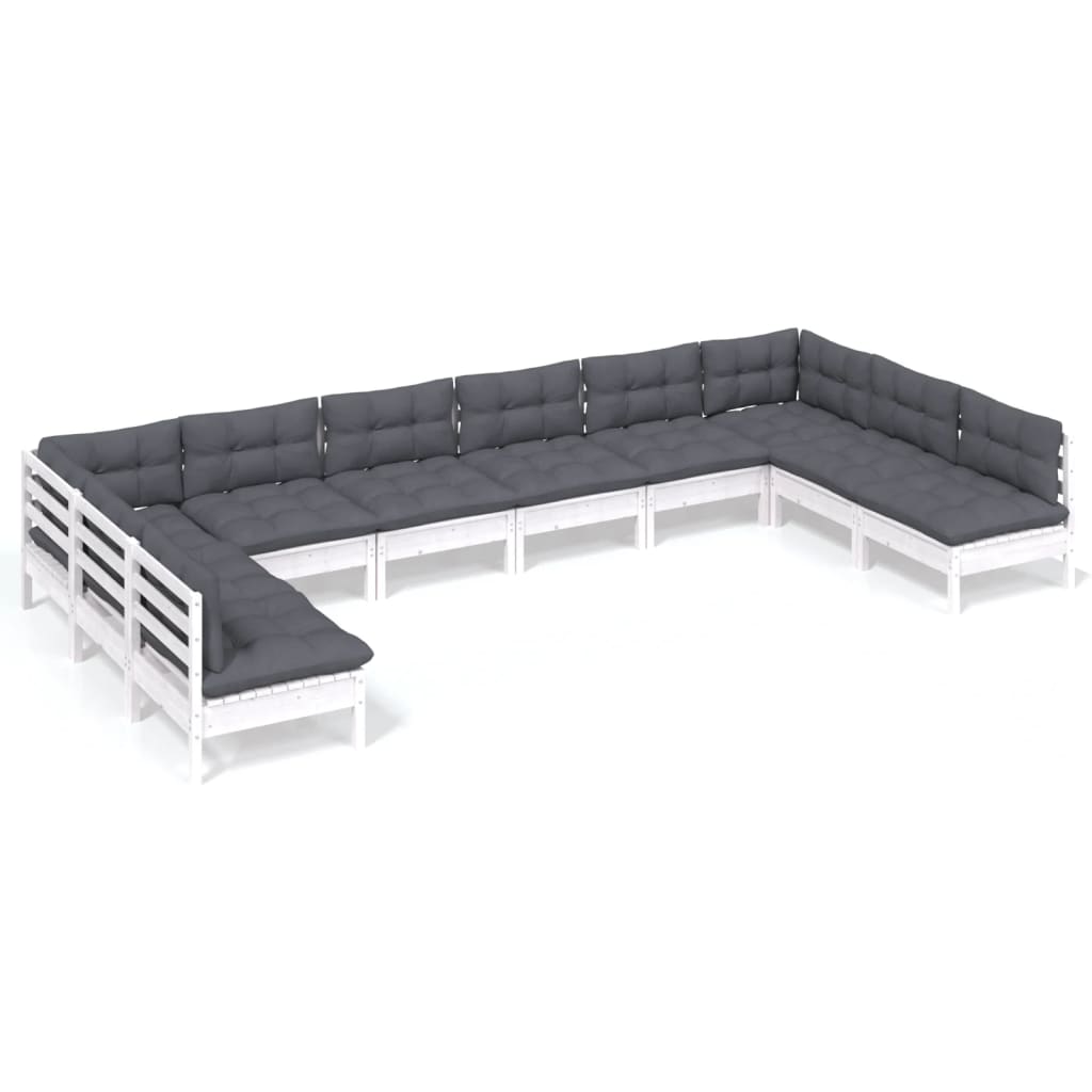 10-Tlg. Garten-Lounge-Set Mit Kissen Kiefer Massivholz