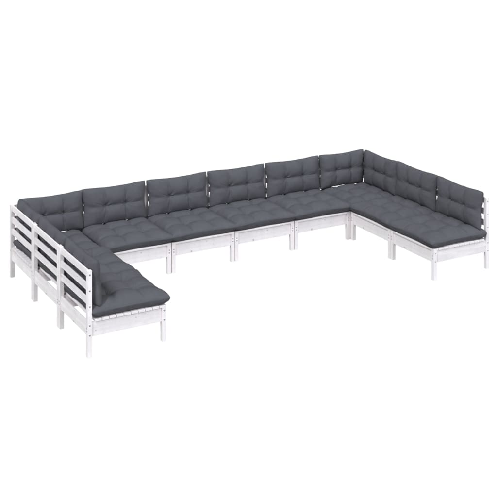 10-Tlg. Garten-Lounge-Set Mit Kissen Kiefer Massivholz
