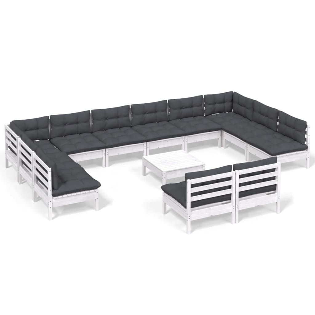 13-Tlg. Garten-Lounge-Set Mit Kissen Kiefer Massivholz