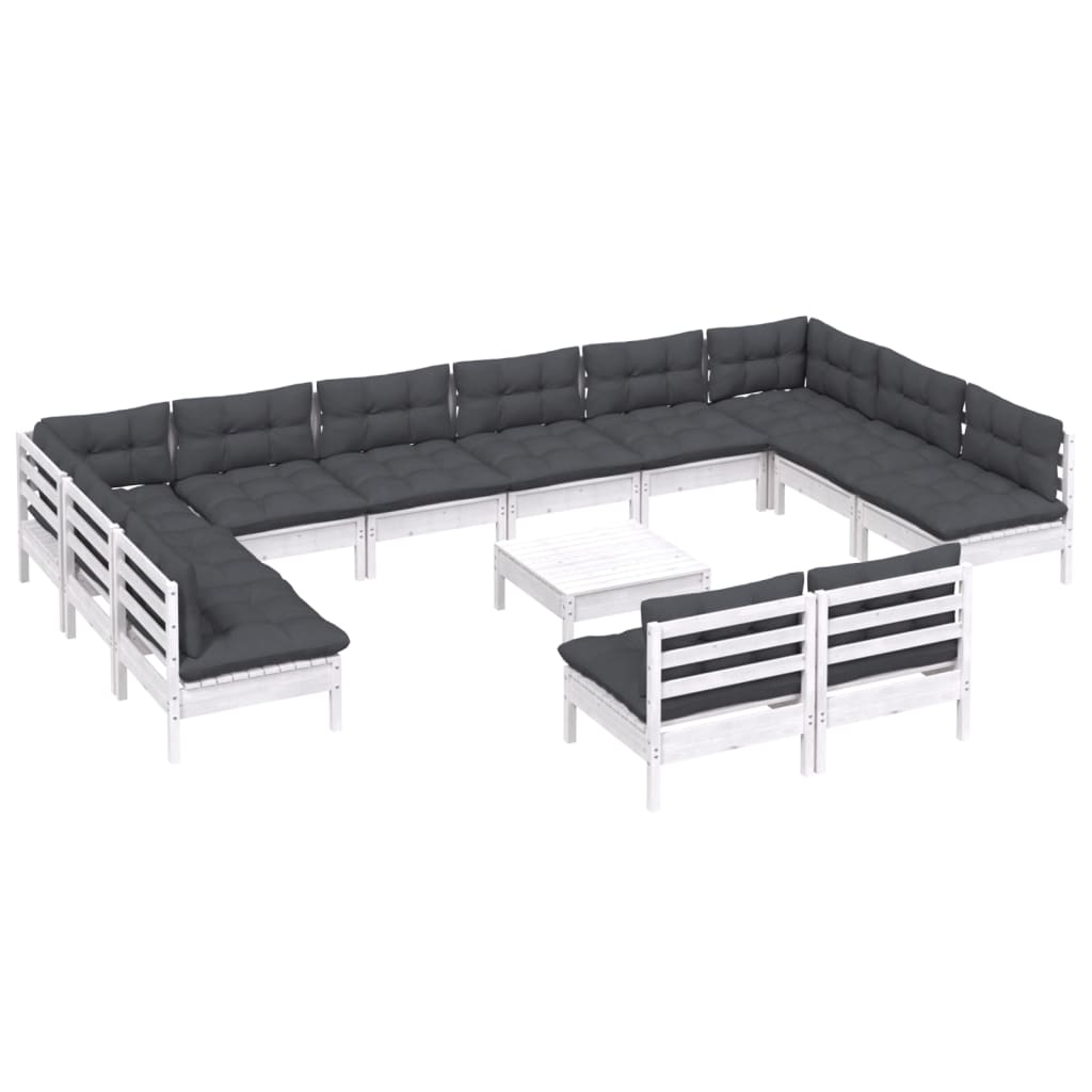 13-Tlg. Garten-Lounge-Set Mit Kissen Kiefer Massivholz