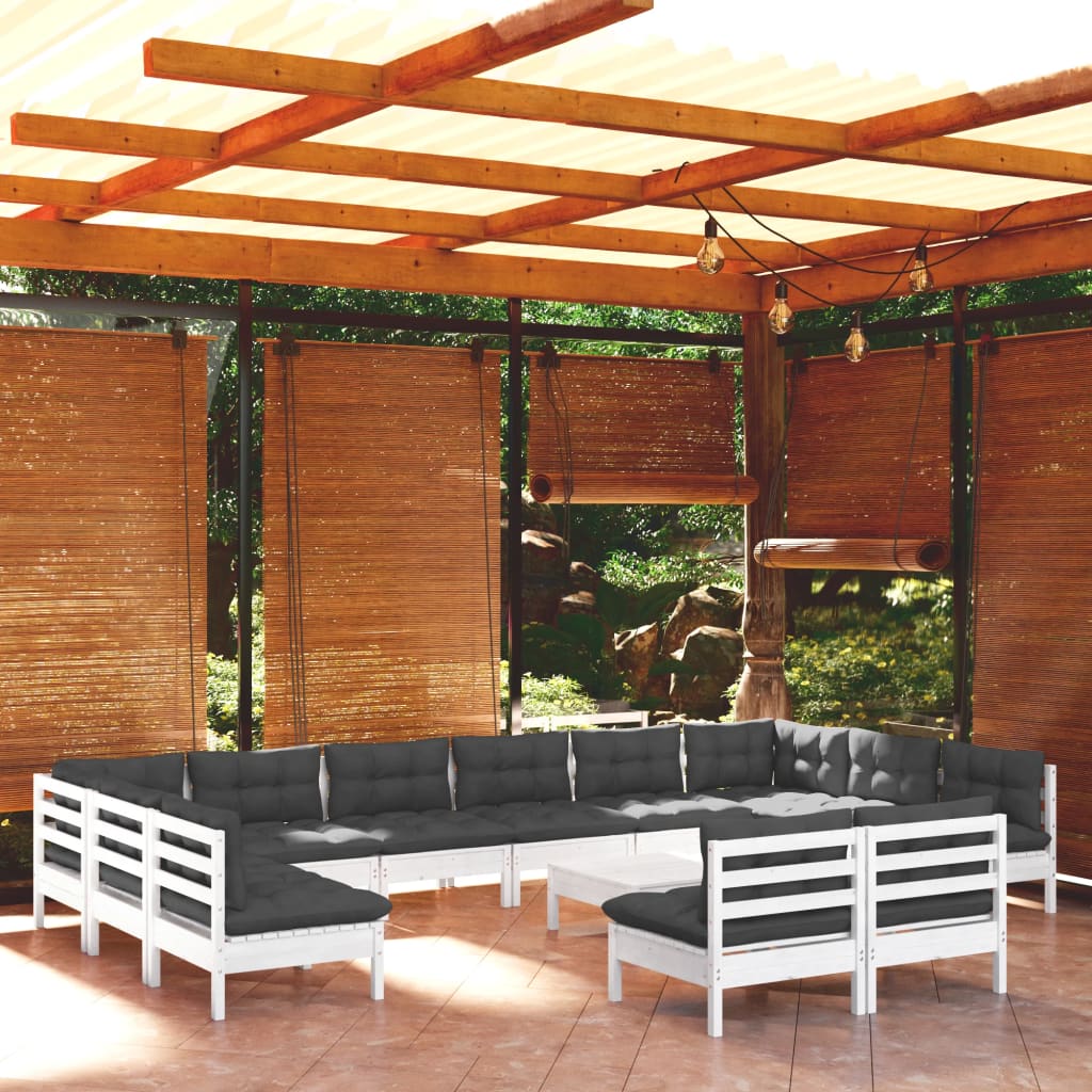 13-Tlg. Garten-Lounge-Set Mit Kissen Kiefer Massivholz