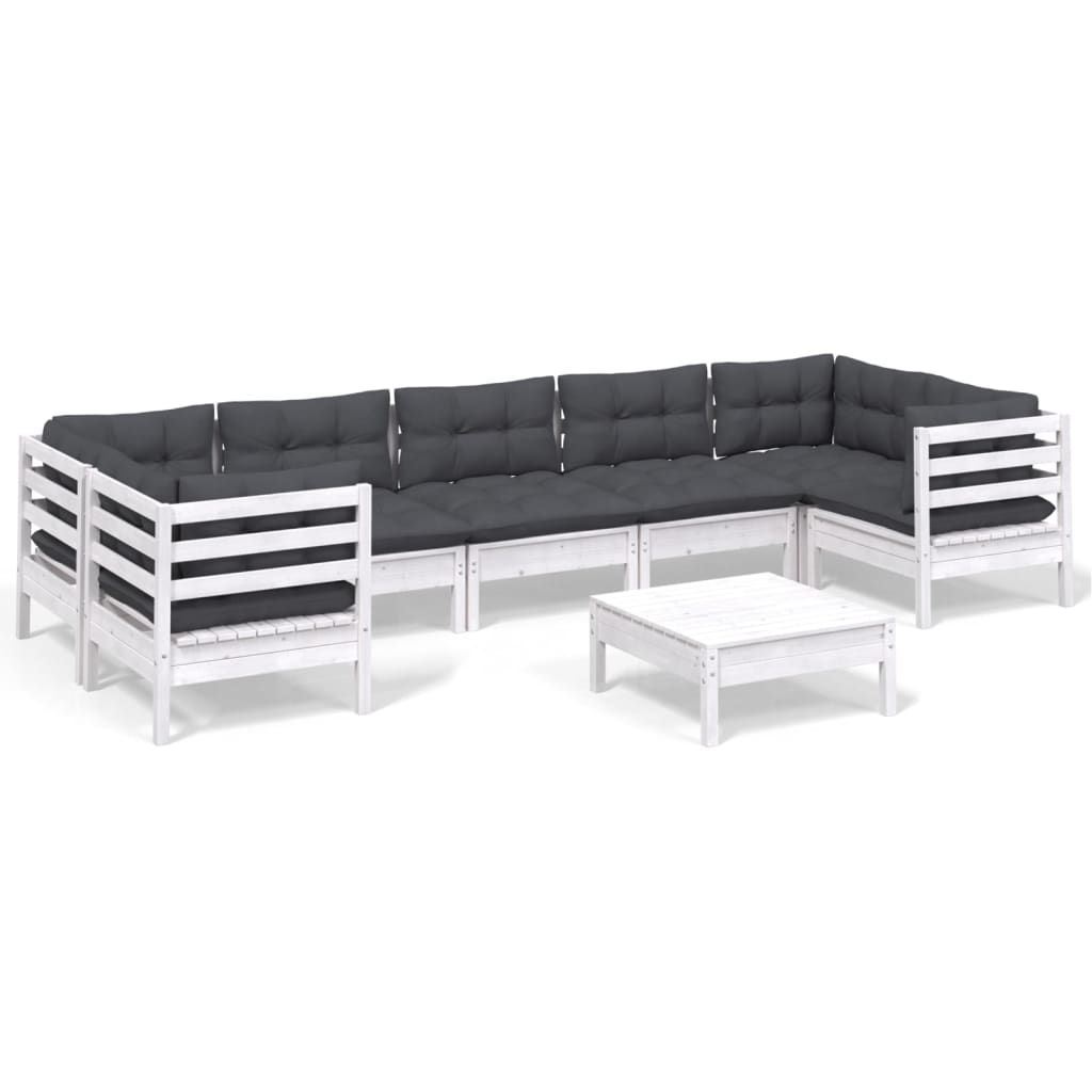 8-Tlg. Garten-Lounge-Set Mit Kissen Kiefernholz