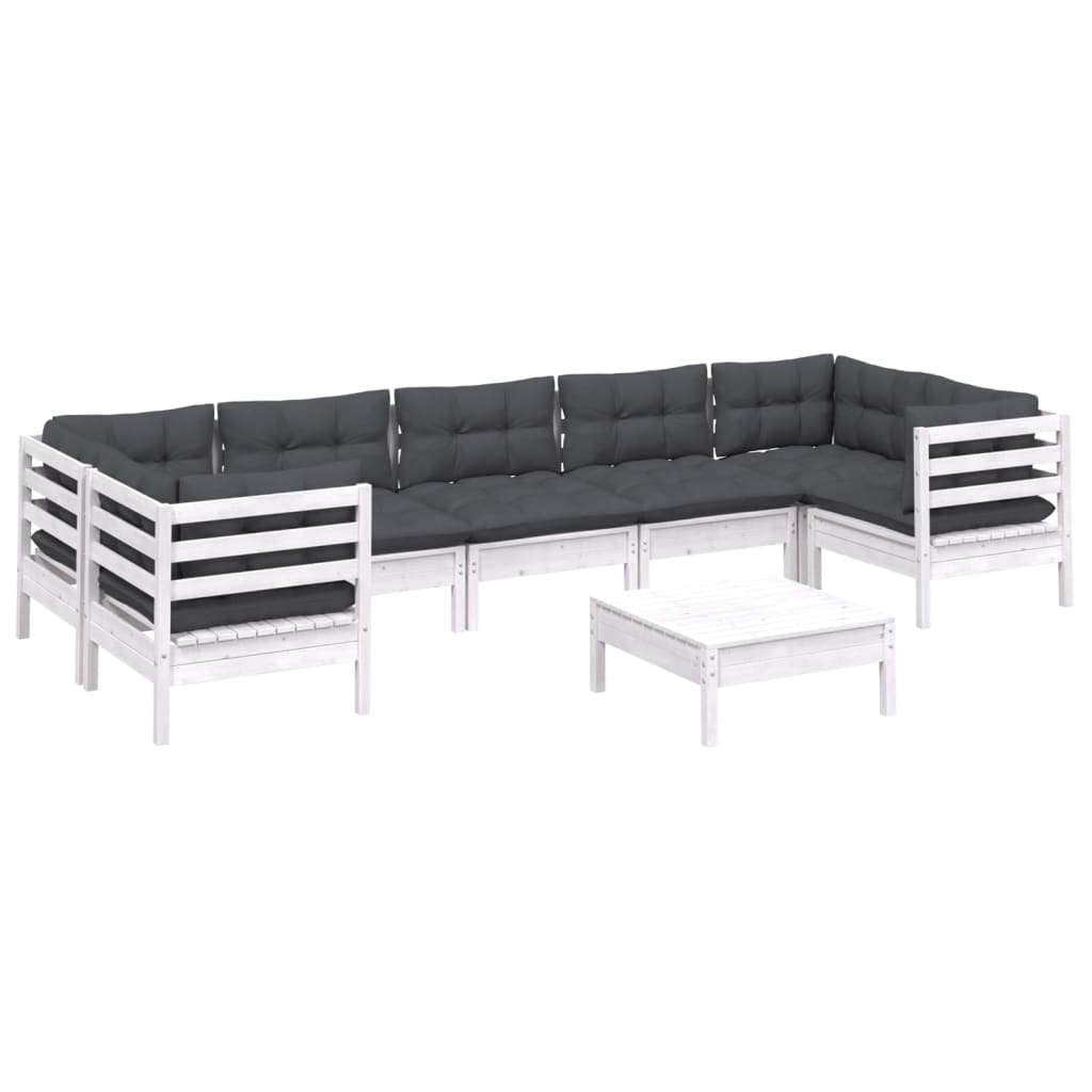 8-Tlg. Garten-Lounge-Set Mit Kissen Kiefernholz