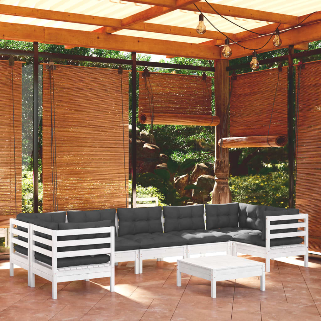 8-Tlg. Garten-Lounge-Set Mit Kissen Kiefernholz