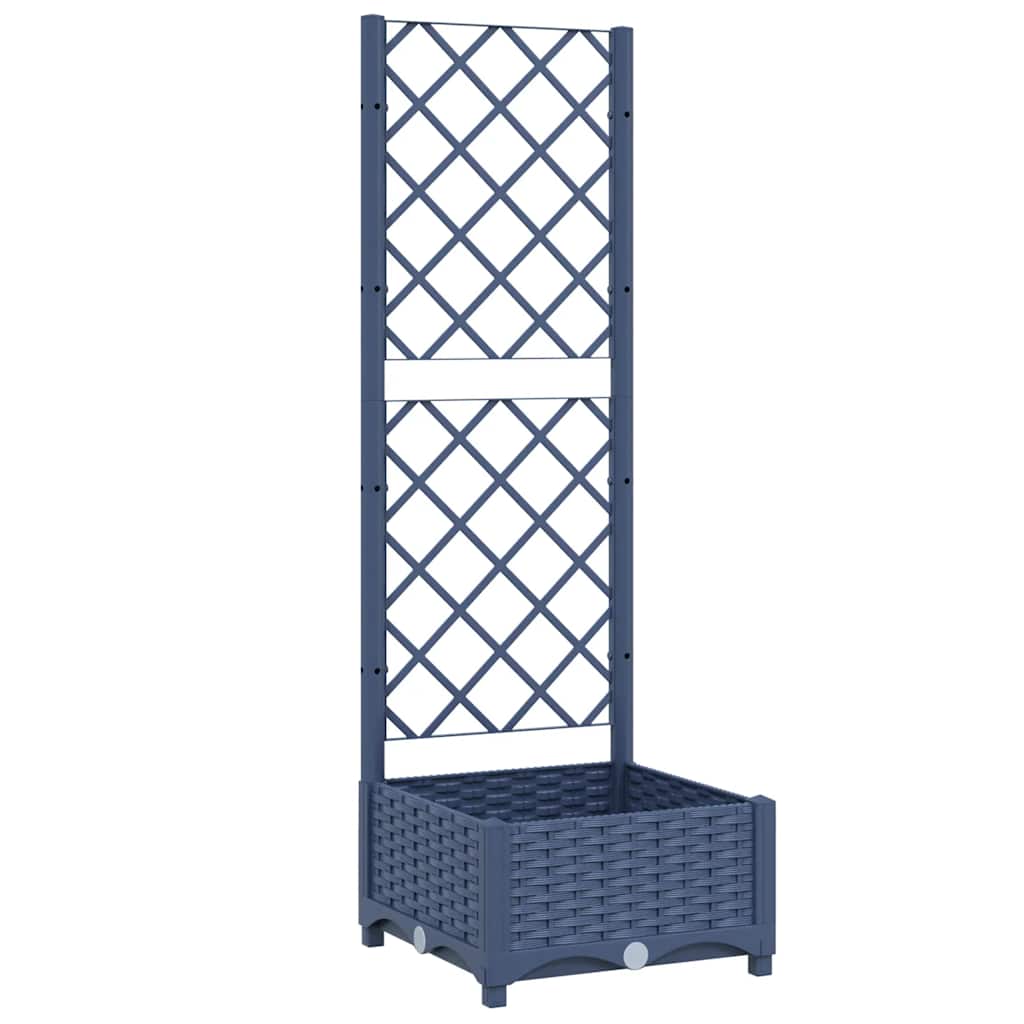 Garten-Pflanzgefäß Mit Spalier 40 X 40 X 121,5 Cm Pp Blaugrau