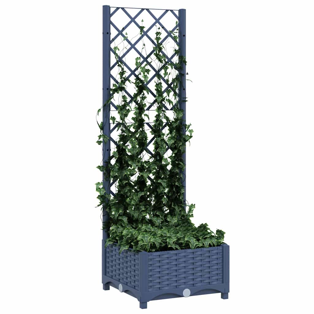 Garten-Pflanzgefäß Mit Spalier 40 X 40 X 121,5 Cm Pp Blaugrau