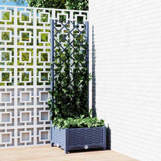 Garten-Pflanzgefäß Mit Spalier 40 X 40 X 121,5 Cm Pp Blaugrau