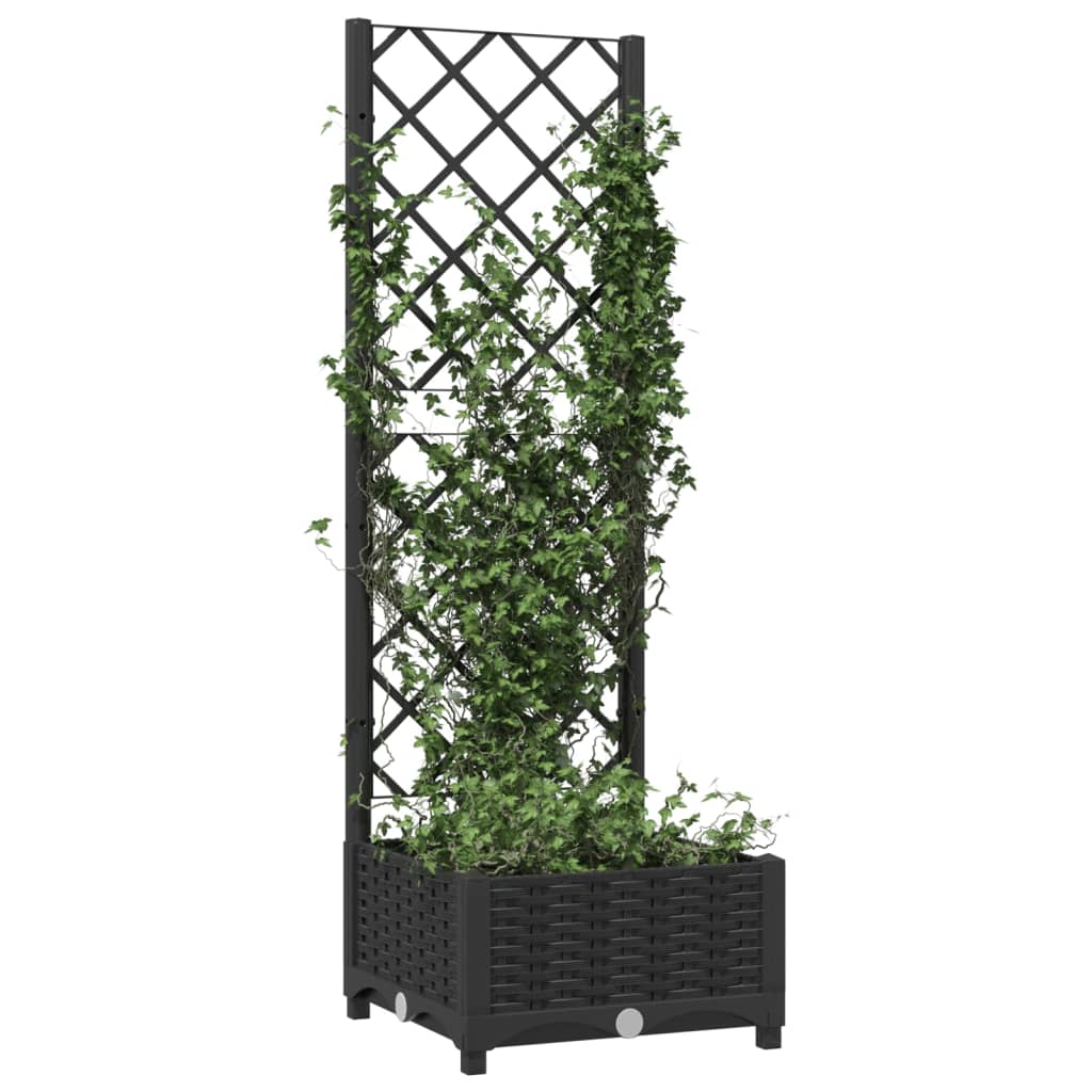 Garten-Pflanzgefäß Mit Spalier 40 X 40 X 121,5 Cm Pp Schwarz