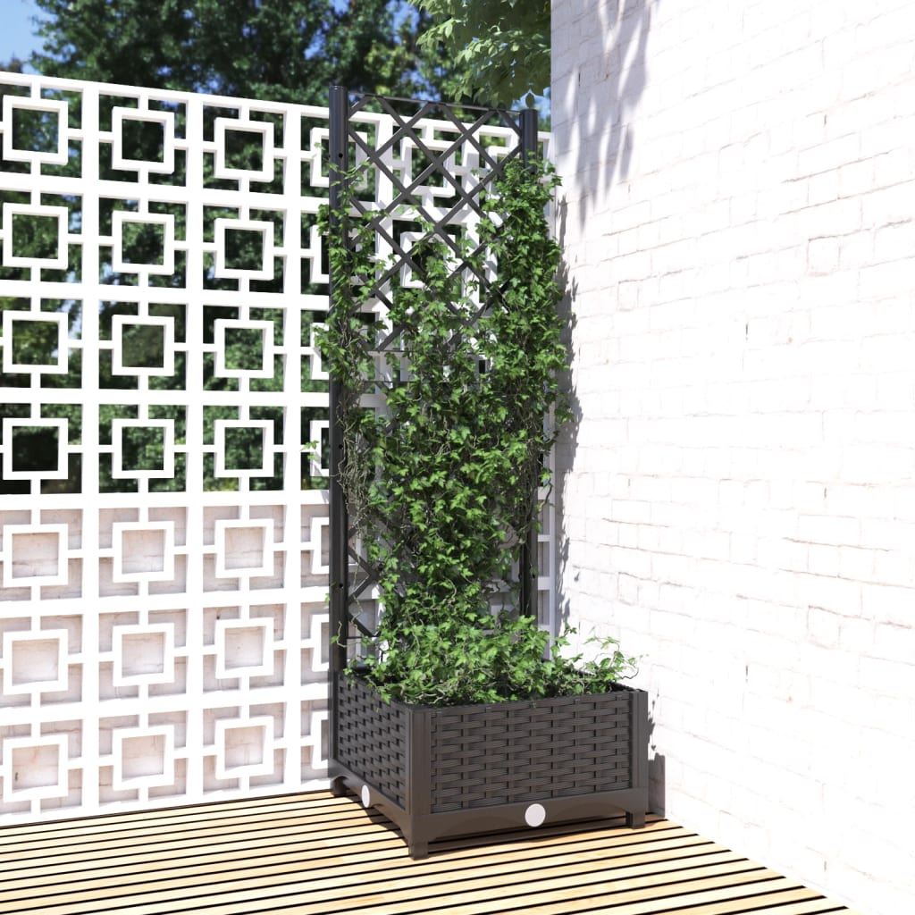 Garten-Pflanzgefäß Mit Spalier 40 X 40 X 121,5 Cm Pp Schwarz