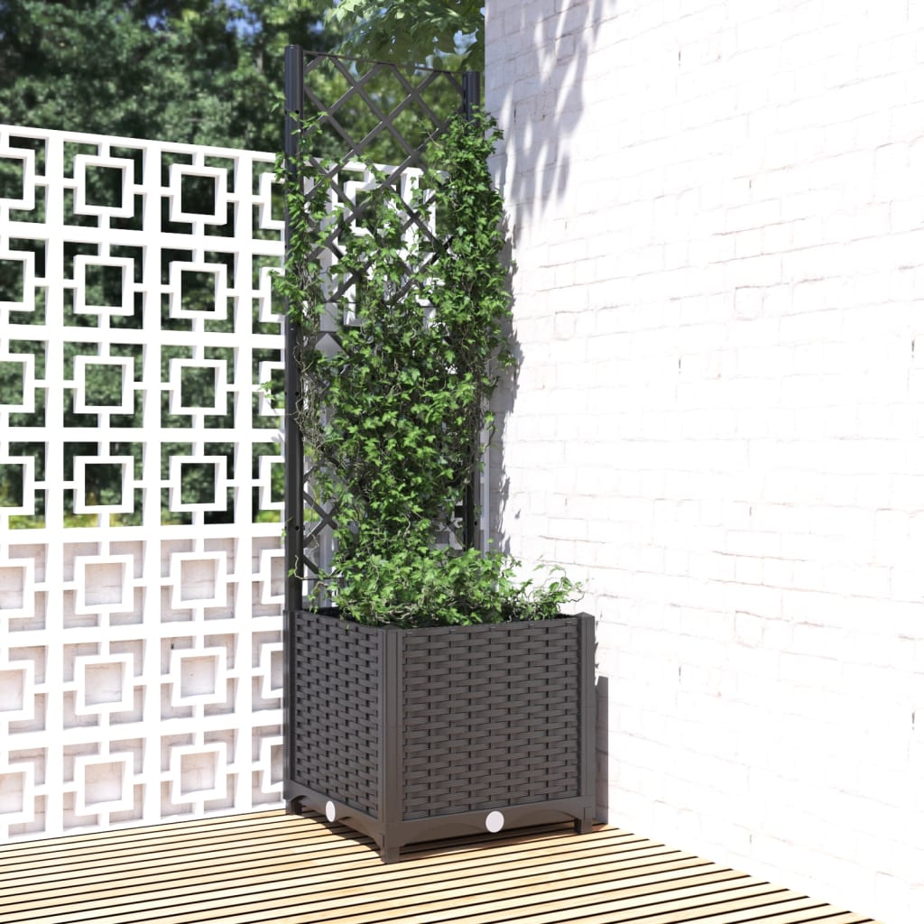 Garten-Pflanzgefäß Mit Spalier 40 X 40 X 121,5 Cm Pp Schwarz