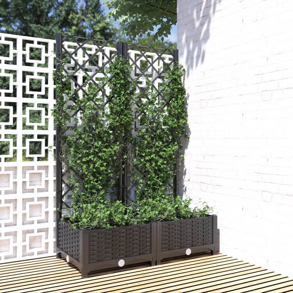 Garten-Pflanzgefäß Mit Spalier 40 X 40 X 121,5 Cm Pp Schwarz