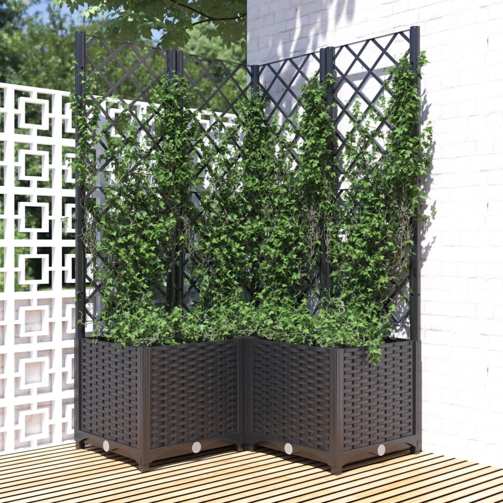 Garten-Pflanzgefäß Mit Spalier 40 X 40 X 121,5 Cm Pp Schwarz