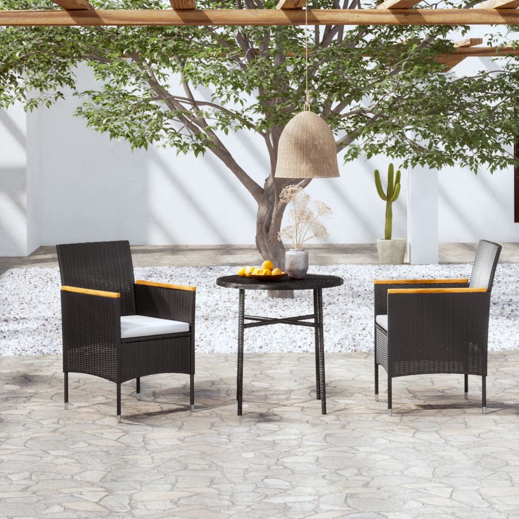 3-Tlg. Garten-Essgruppe Poly Rattan Grau