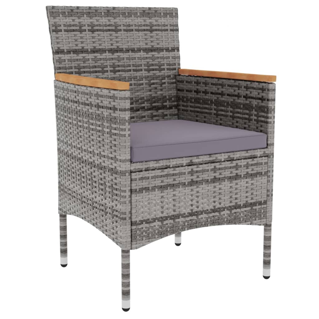 3-Tlg. Garten-Essgruppe Poly Rattan Grau