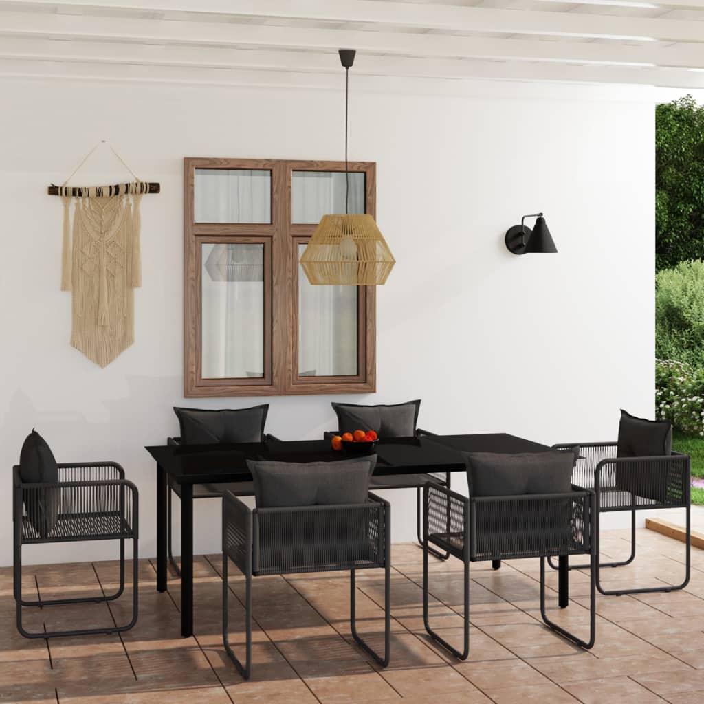 7-Tlg. Garten-Essgruppe Schwarz