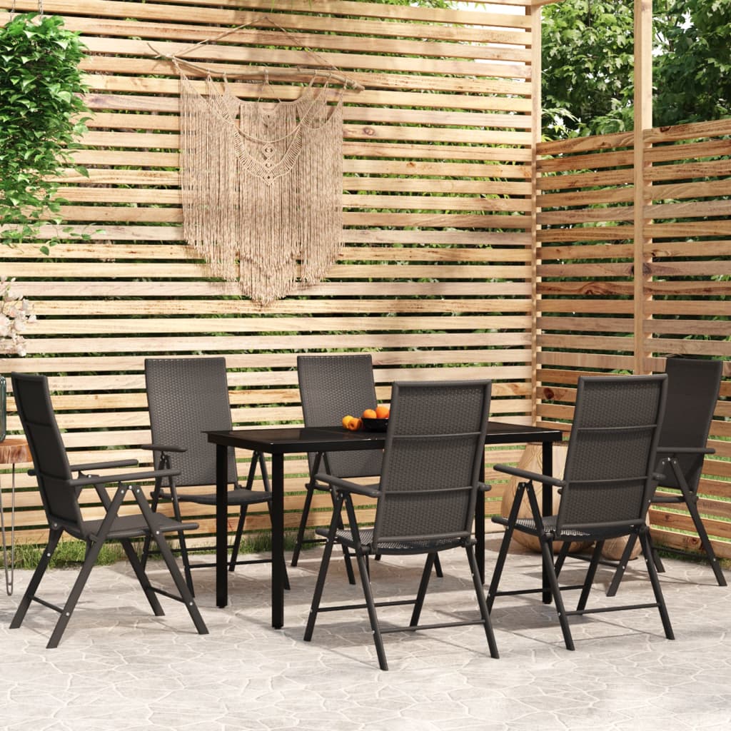 7-Tlg. Garten-Essgruppe Schwarz