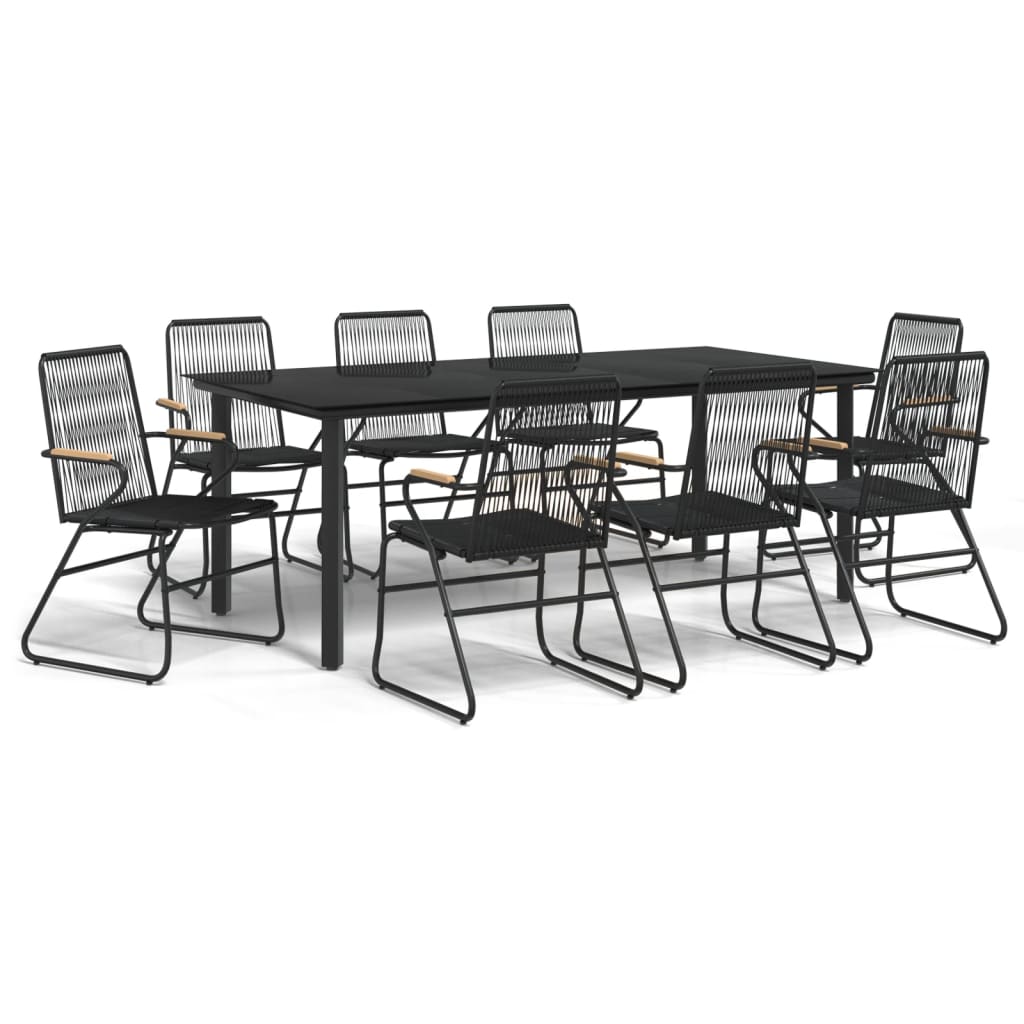 9-Tlg. Garten-Essgruppe Schwarz Pvc Rattan